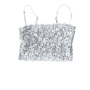 H&M Light Blue Floral Lace Crop Top
